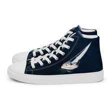 Load image into Gallery viewer, &quot;Blue Sailboat&quot;  Men’s high top canvas shoes
