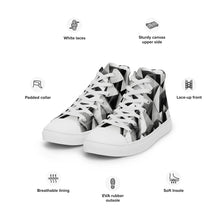 Load image into Gallery viewer, &quot;Black Triangles&quot; Men’s high top canvas shoes.
