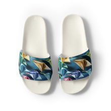 Load image into Gallery viewer, Origami Sailboats Unisex Slides.
