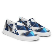 Load image into Gallery viewer, &quot;Blue Traingles&quot; Men’s slip-on canvas shoes.
