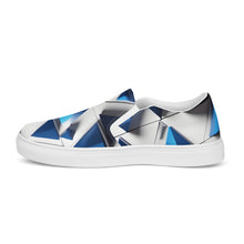 Load image into Gallery viewer, &quot;Blue Traingles&quot; Men’s slip-on canvas shoes.
