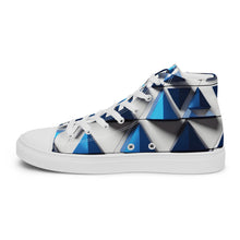 Load image into Gallery viewer, &quot;Blue Traingles&quot; Women’s high top canvas shoes.
