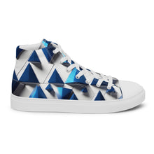 Load image into Gallery viewer, &quot;Blue Traingles&quot; Women’s high top canvas shoes.
