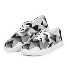 Load image into Gallery viewer, &quot;Black Triangles&quot; Women’s lace-up canvas shoes.
