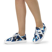 Load image into Gallery viewer, &quot;Blue Traingles&quot; Women’s lace-up canvas shoes.
