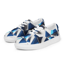 Load image into Gallery viewer, &quot;Blue Traingles&quot; Women’s lace-up canvas shoes.
