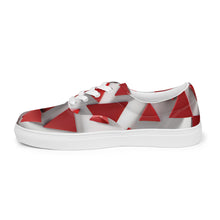 Load image into Gallery viewer, &quot;Red Triangles&quot; Women’s lace-up canvas shoes
