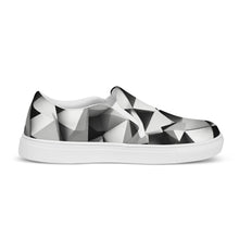 Load image into Gallery viewer, &quot;Black Triangles&quot; Women’s slip-on canvas shoes.
