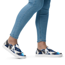 Load image into Gallery viewer, &quot;Blue Traingles&quot; Women’s slip-on canvas shoes.
