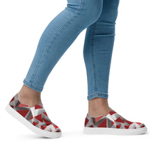 Load image into Gallery viewer, &quot;Red Triangles&quot;  Women’s slip-on canvas shoes
